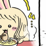 ちいかわ　うさぎ　ロン毛でラーメン
