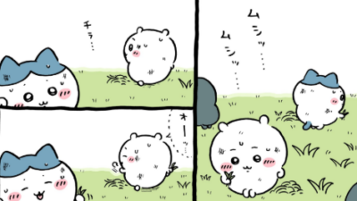 ちいかわ漫画　考察　草むしり　ちいかわとハチワレ