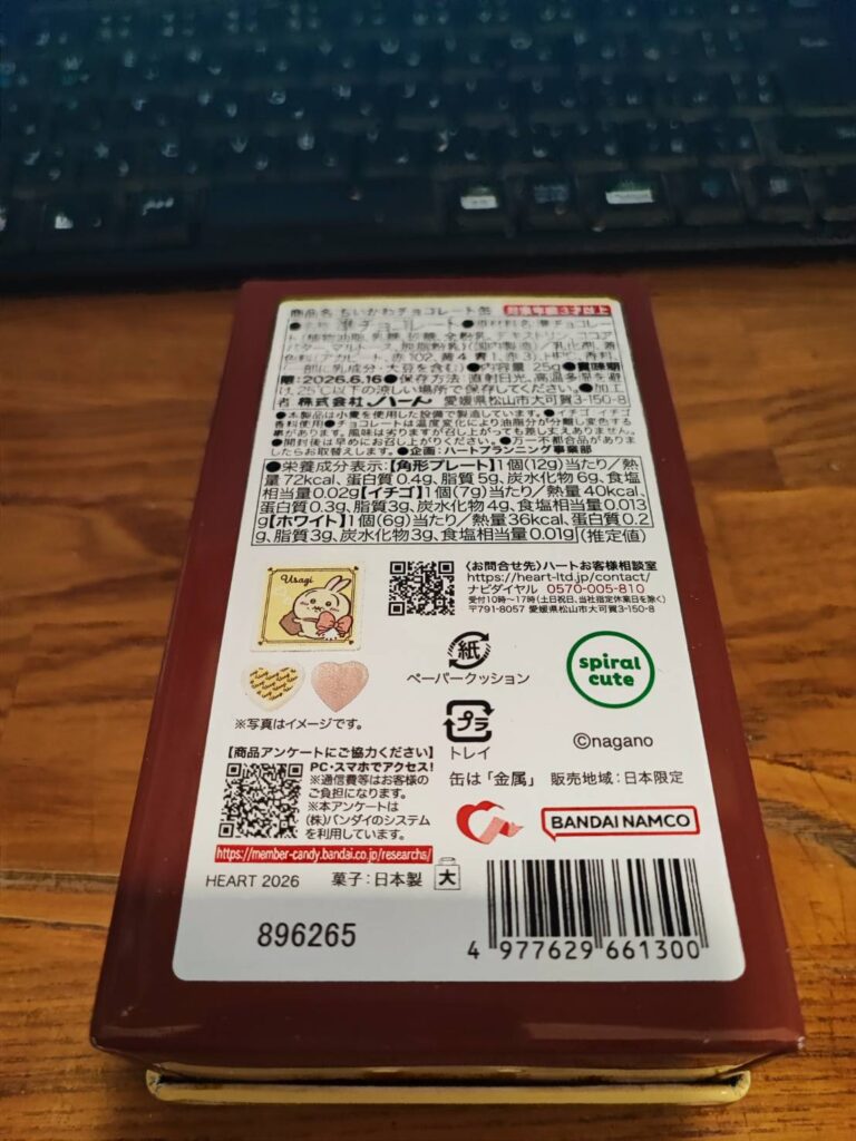 ちいかわ　うさぎ缶　裏側